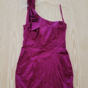 French Connection Fuschia One Shoulder w/Bow Pocketed Party Dress Size 8